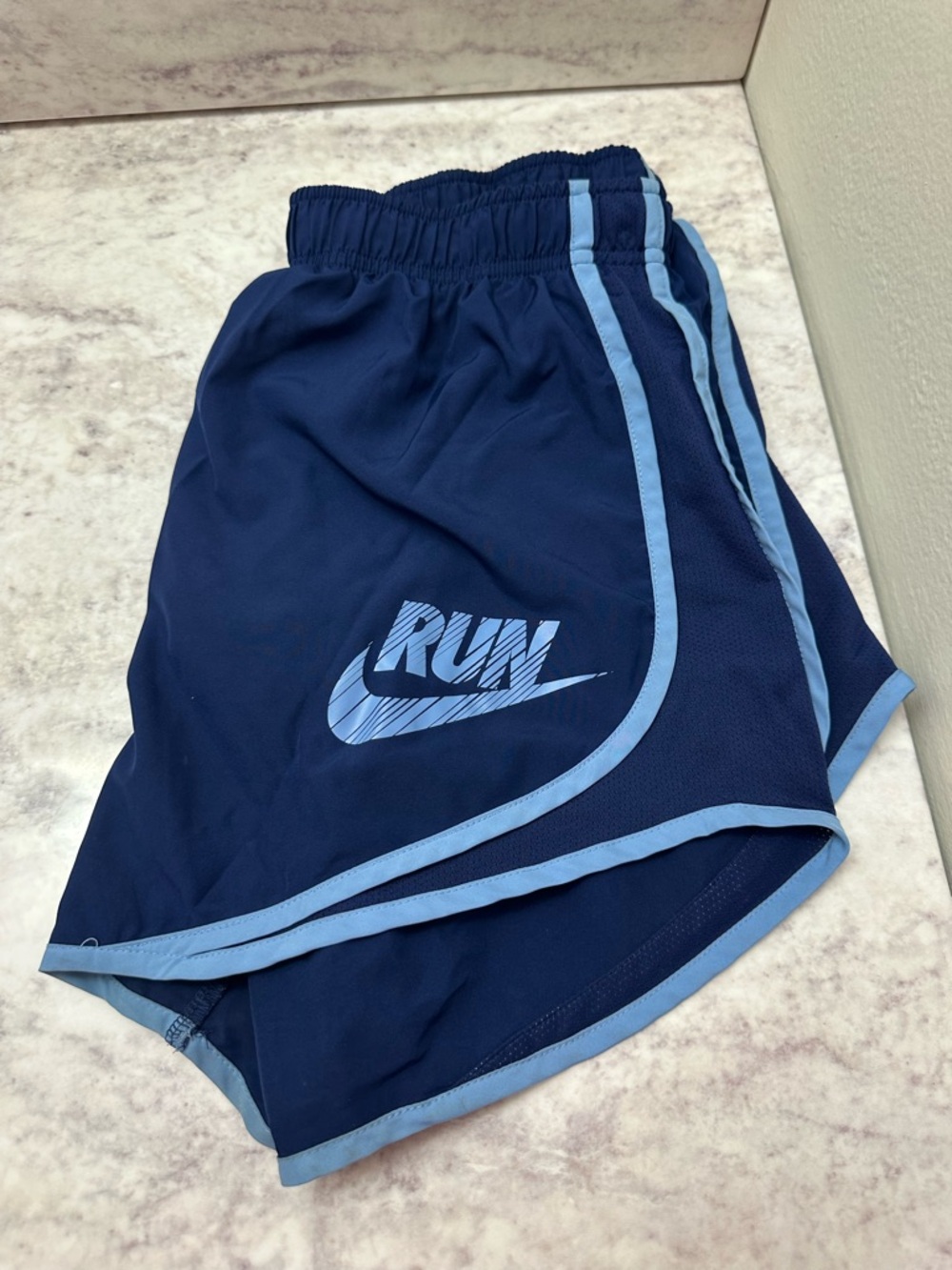 Nike Navy and Light Blue Running Shorts